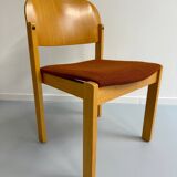 Lot of 8 old Scandinavian design wooden chairs from the 80s vintage