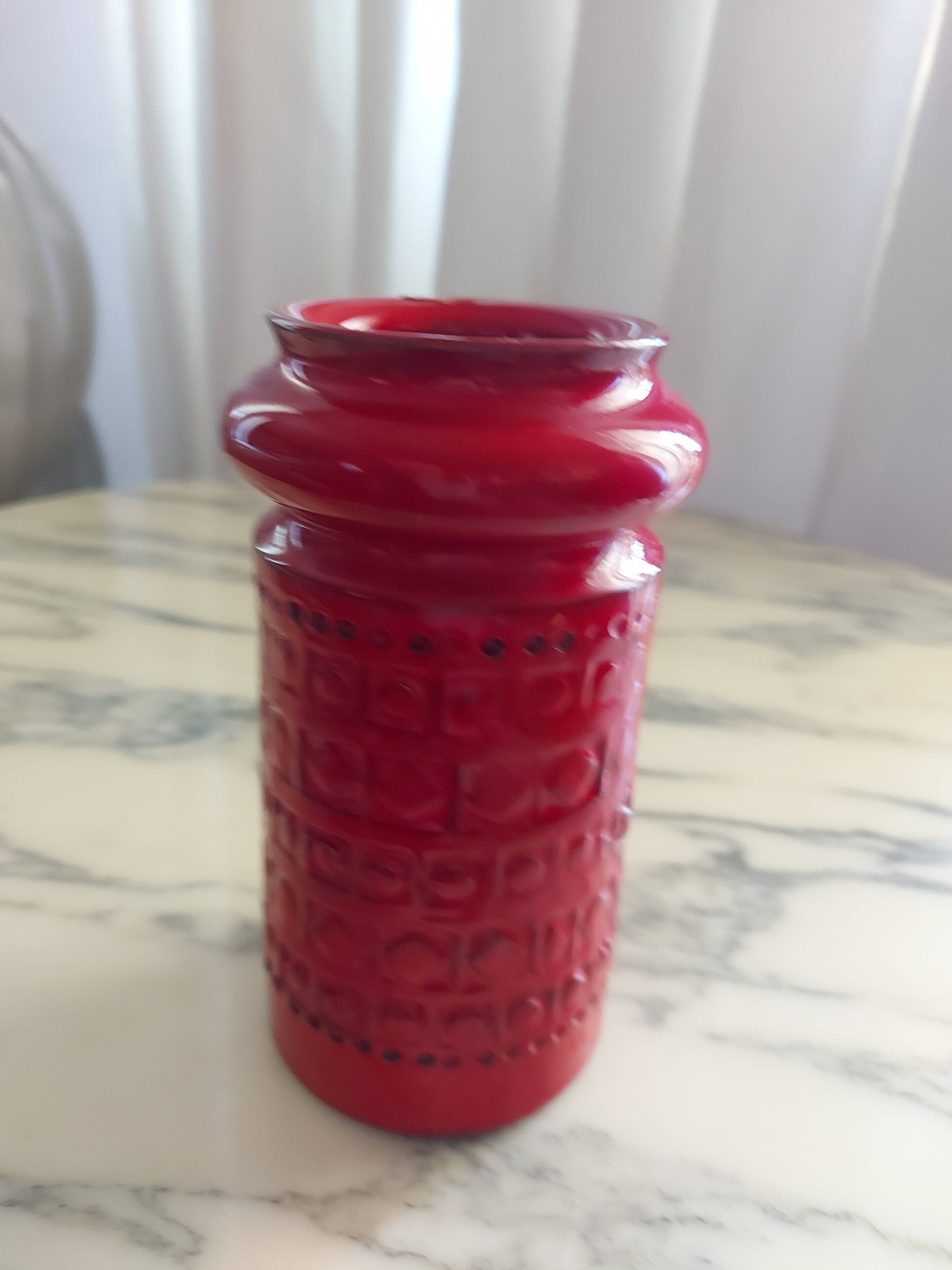 Red ceramic vase Aldo Londi , Bitossi , Italy