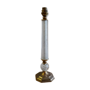 Neo-classical table lamp base in glass and gilded brass - mid 20th century