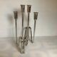 Pair of modernist candle holders silver metal PM Italy