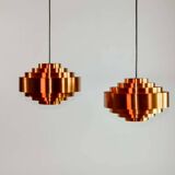 Pair of Midcentury Copper Pendants by Jo Hammerborg for Fog & Mørup, 1960s