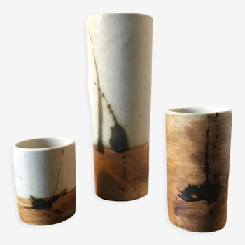 Series of glazed stoneware vases