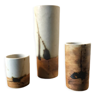 Series of glazed stoneware vases