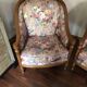 Lot of vintage sofa and armchair with floral patterns.