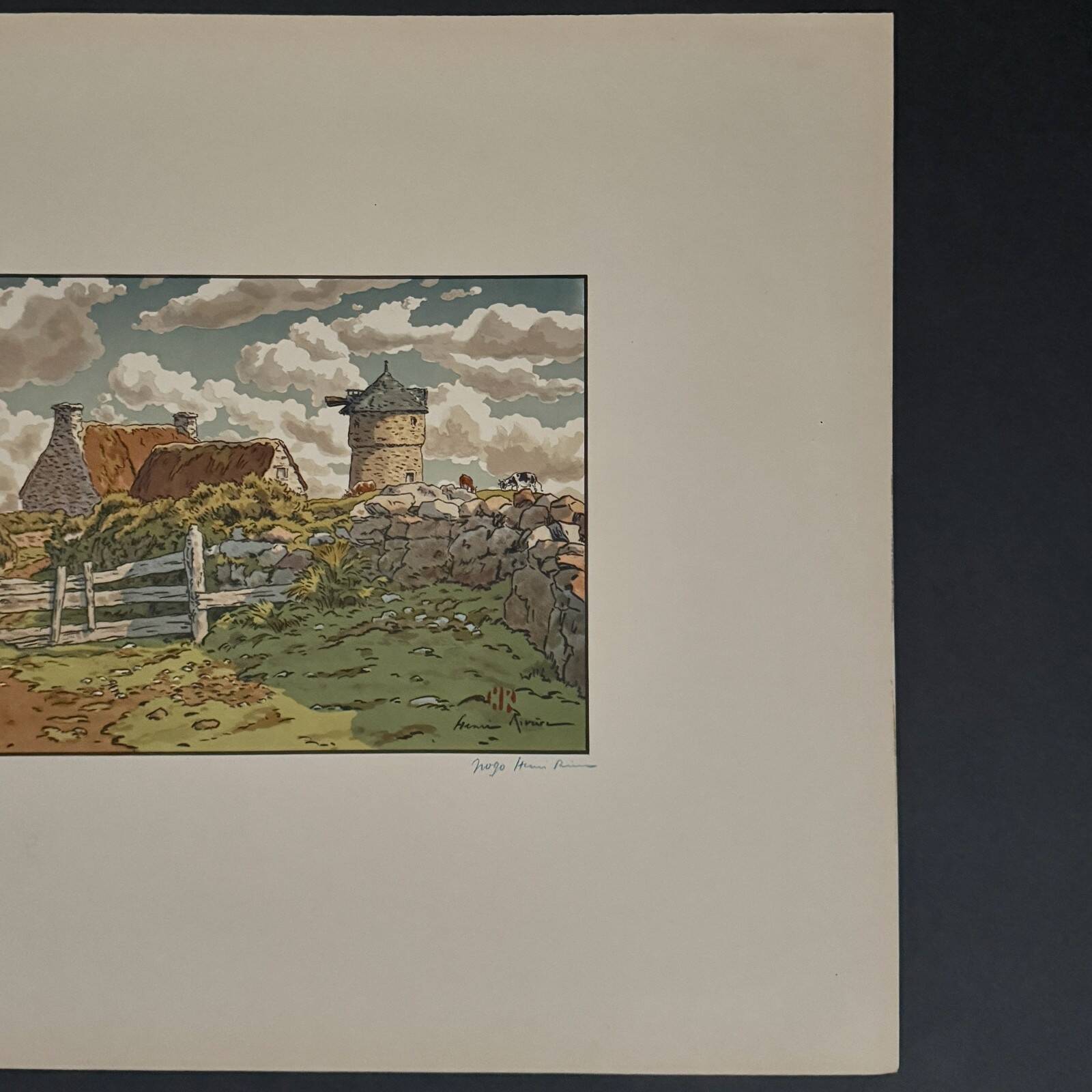 Lithograph by Henri Rivière, Old Mill in Loguivy