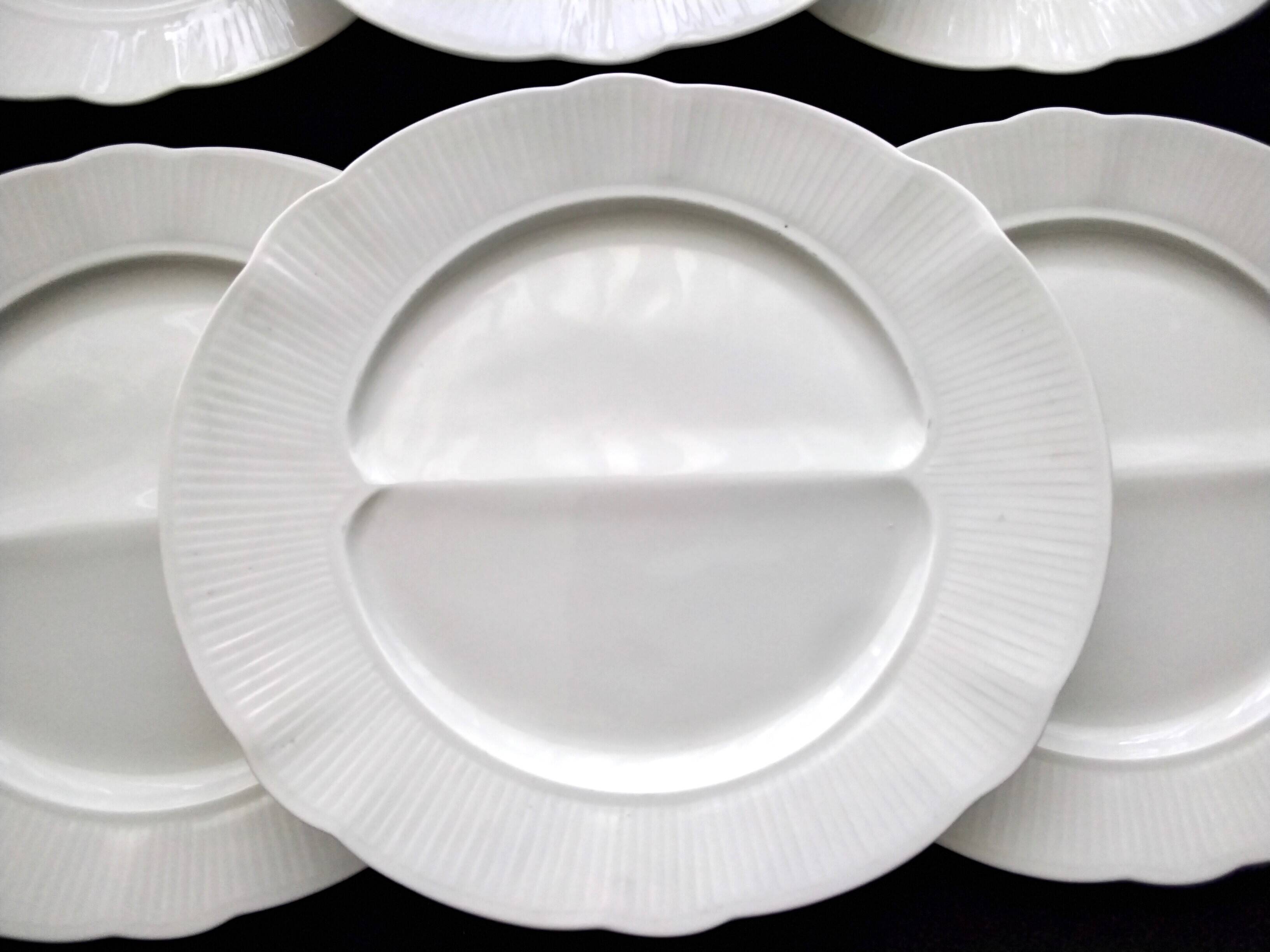6 pillivuyt white porcelain asparagus plates