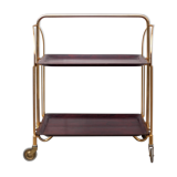 Vintage service, rolling bar, table, wheeled service, golden metal service, folding service