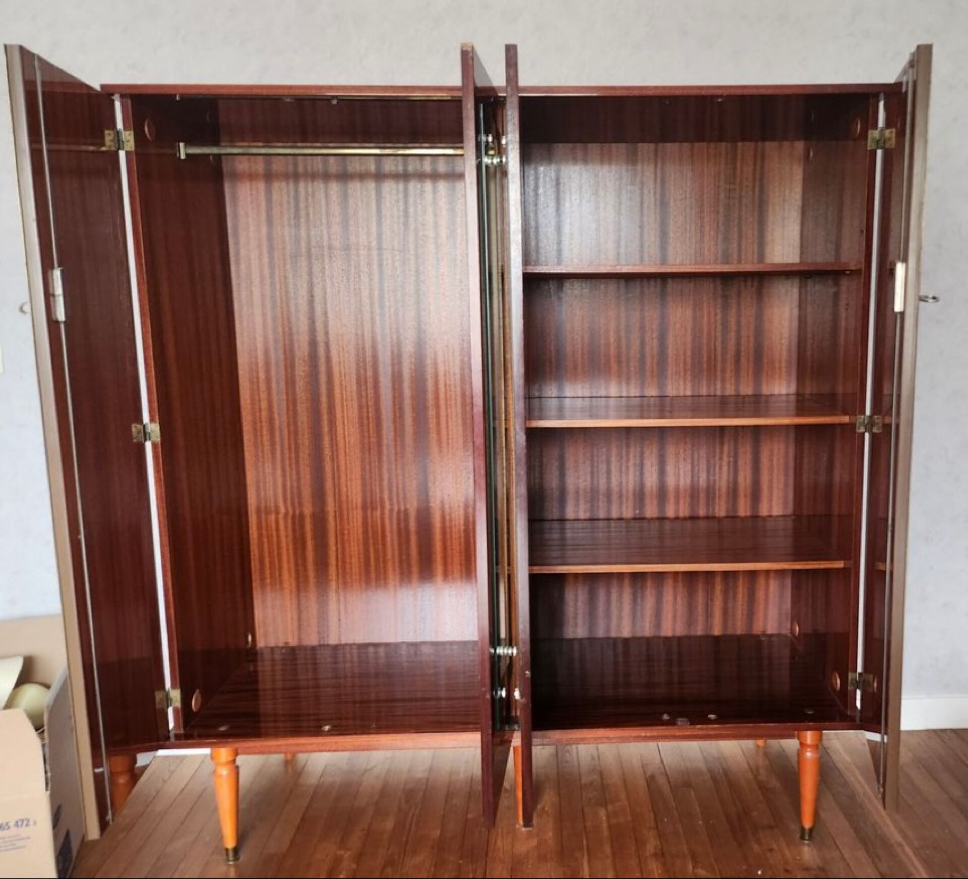 Rosewood wardrobe, mirrors & gilded brass — Art Deco style