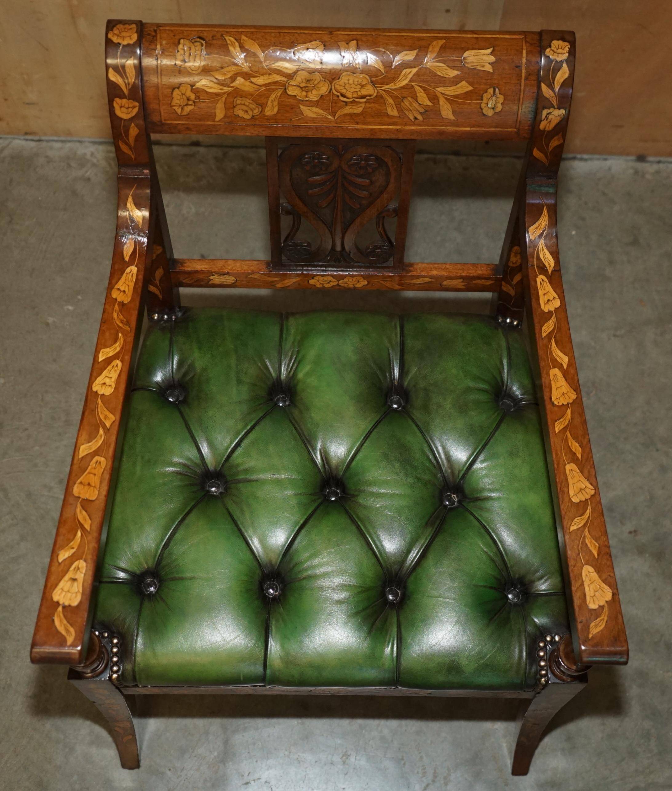 Chesterfield leather office chair with Dutch marquetry