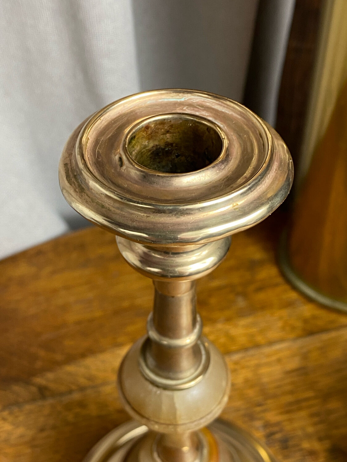 Brass and stone candlestick