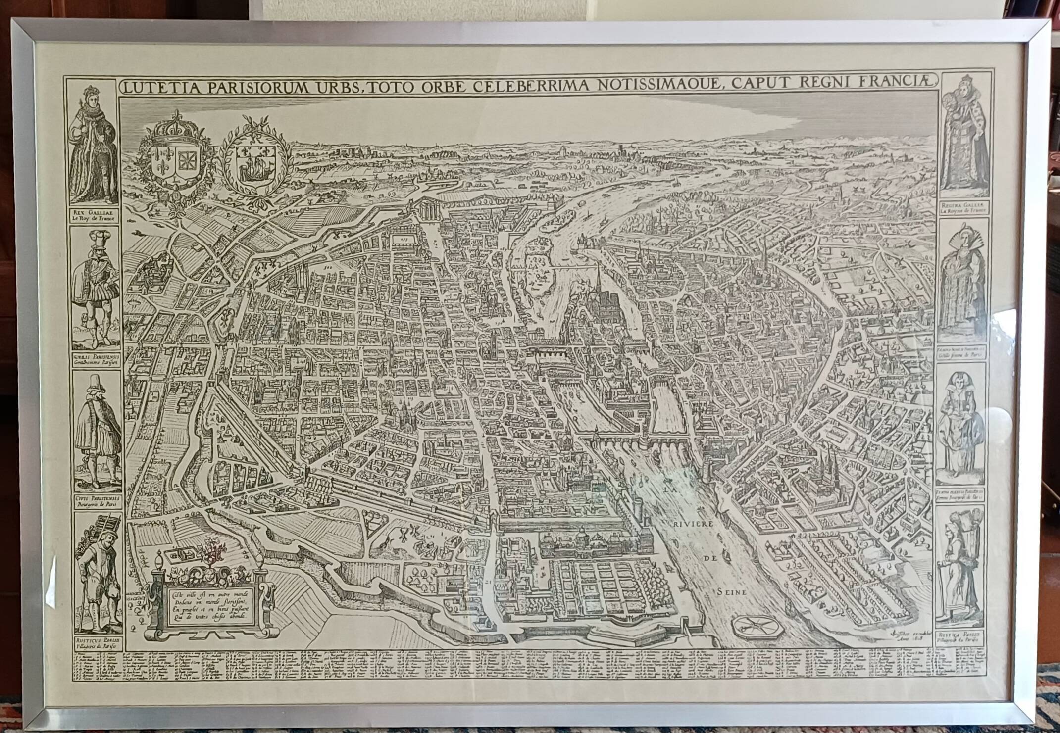 Framed old map of Paris