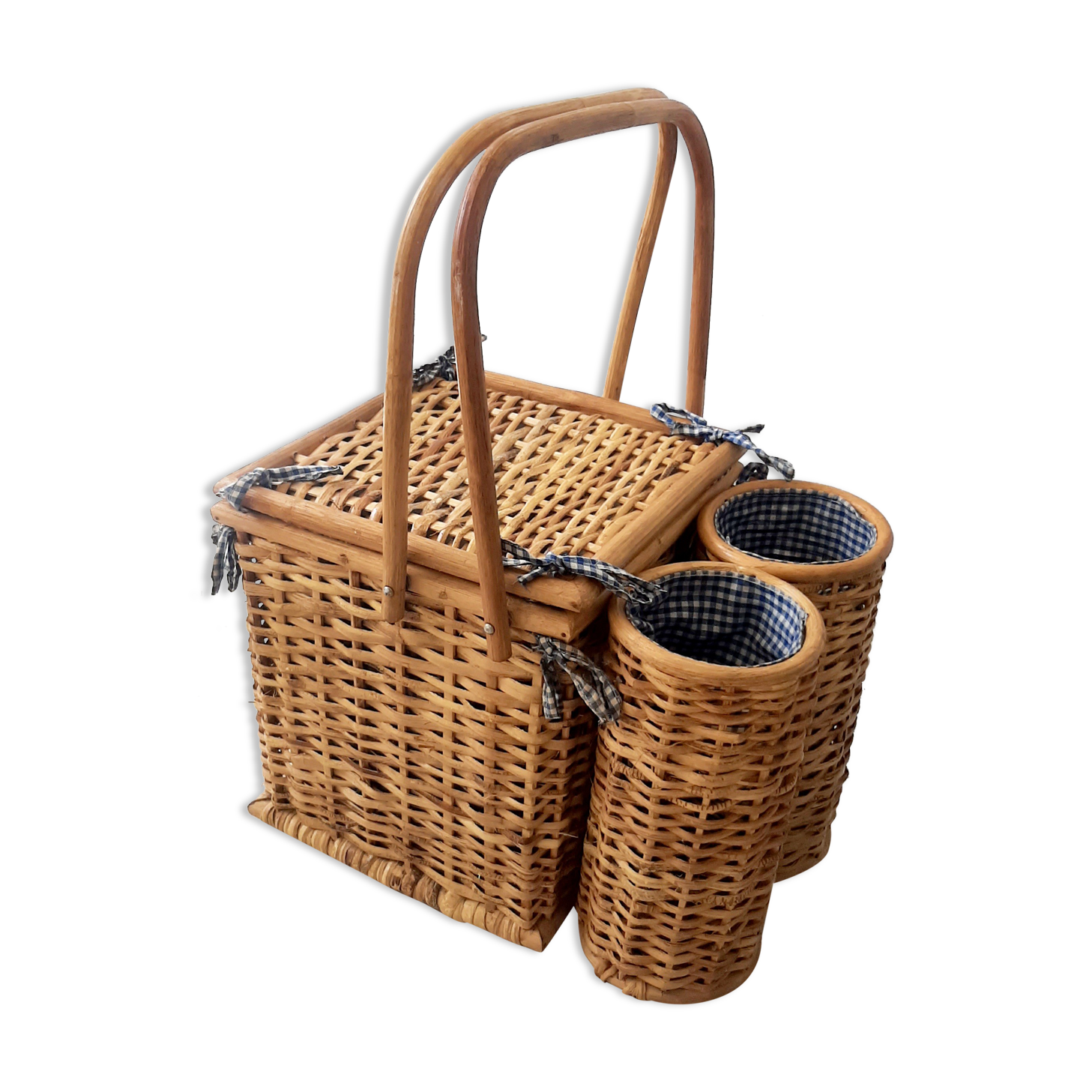 Vintage rattan picnic basket