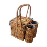 Vintage rattan picnic basket
