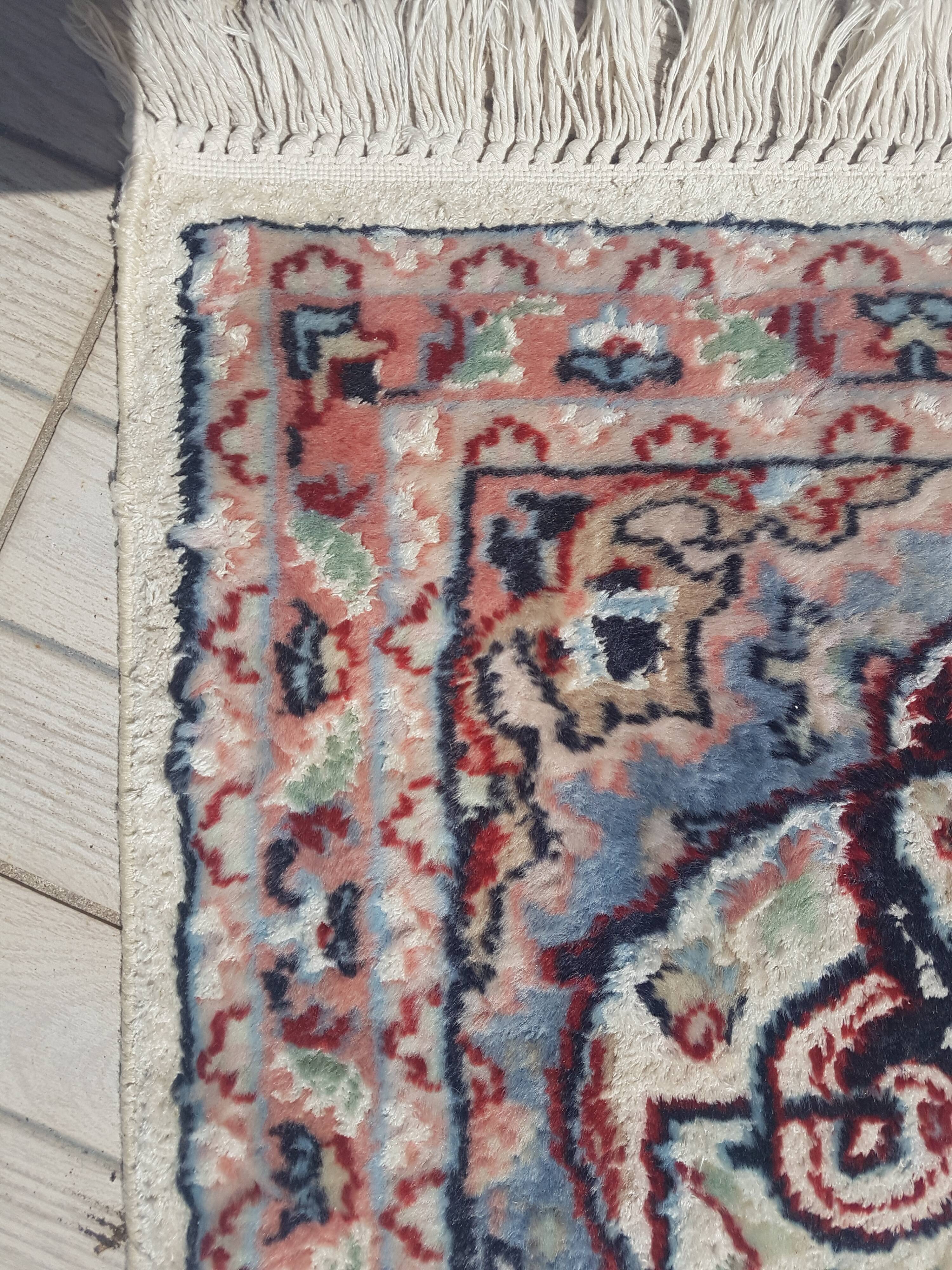 Iranian silk carpet handmade 76x131cm