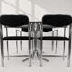 Vintage chairs with double chrome structure and black velvet. 70s