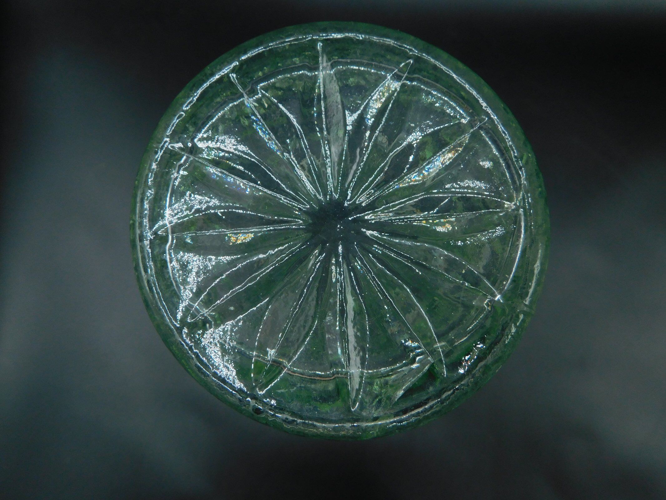 Green pressed-moulded crystal vase