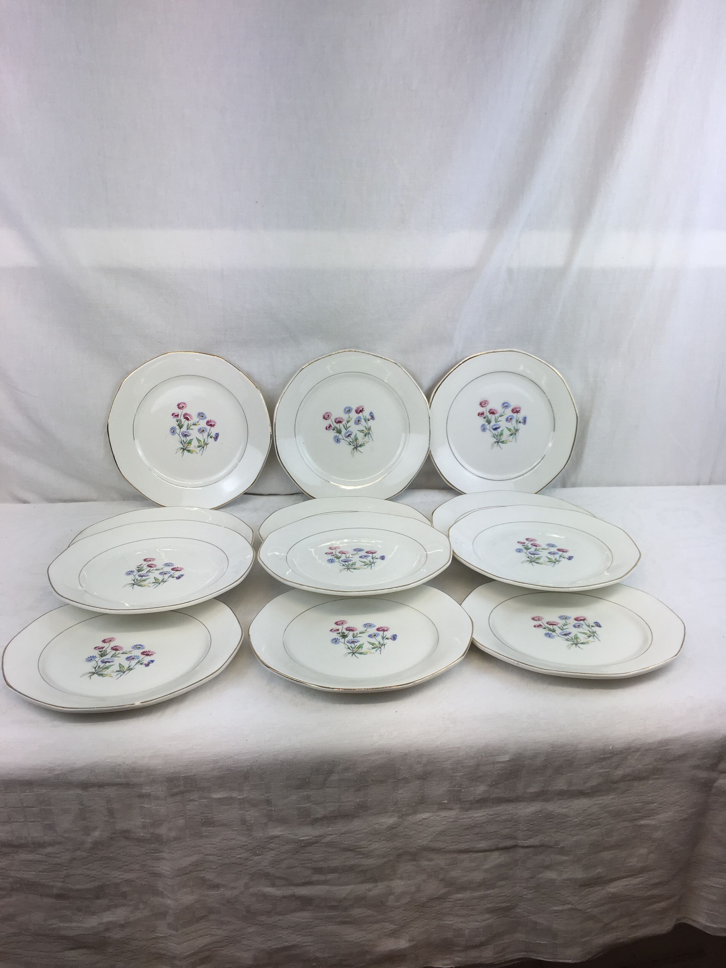 12 antique dessert plates made in France Digoin Sarreguemines