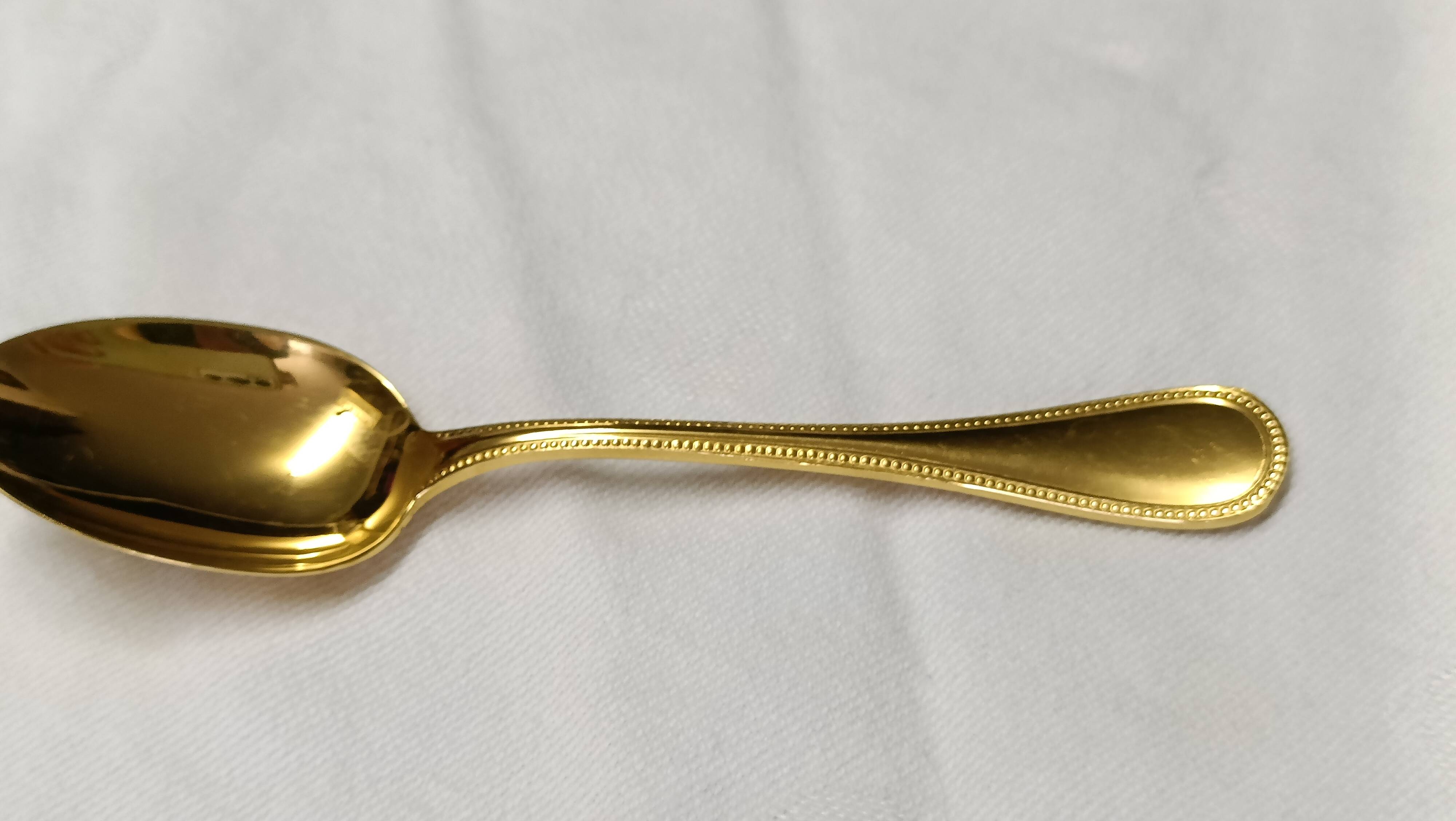 box of 6 golden mocha spoons Christofle model "Pearls"