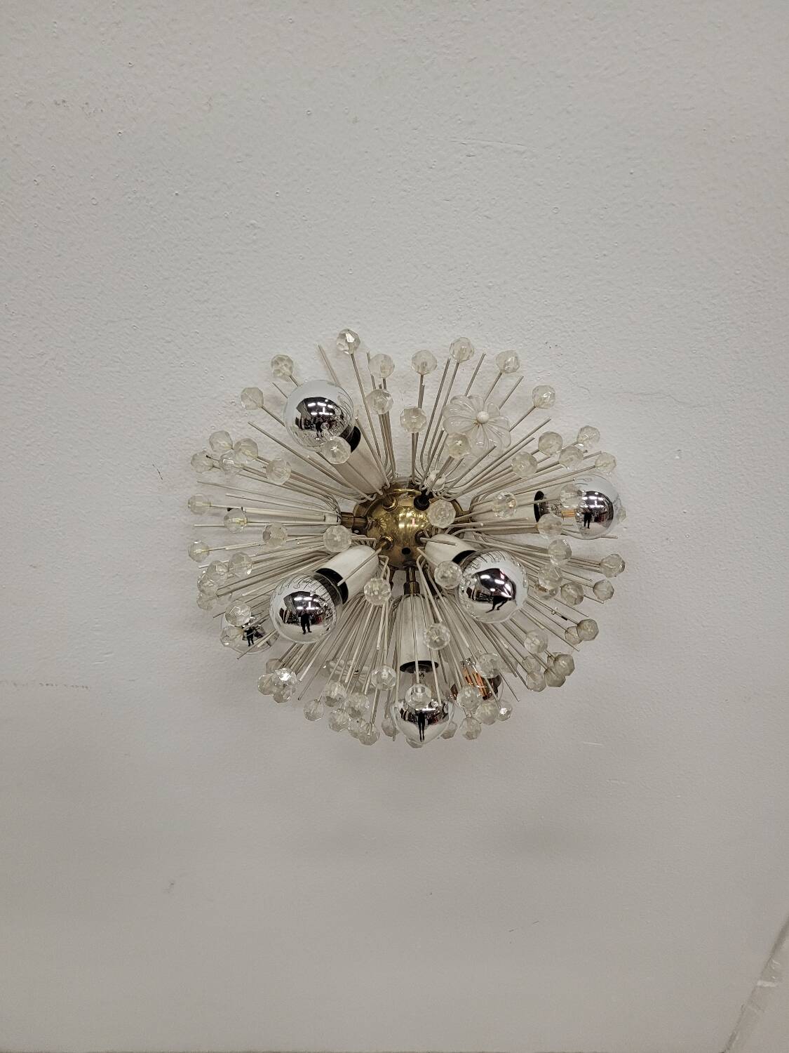 Vintage sputnik wall lamp emil stejnar in brass and glass 1960s