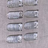 8 knife holders in transparent molded glass, patented SGDG vintage 1960