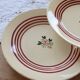 4 vintage Gien ironstone deep plates – Red floral pattern