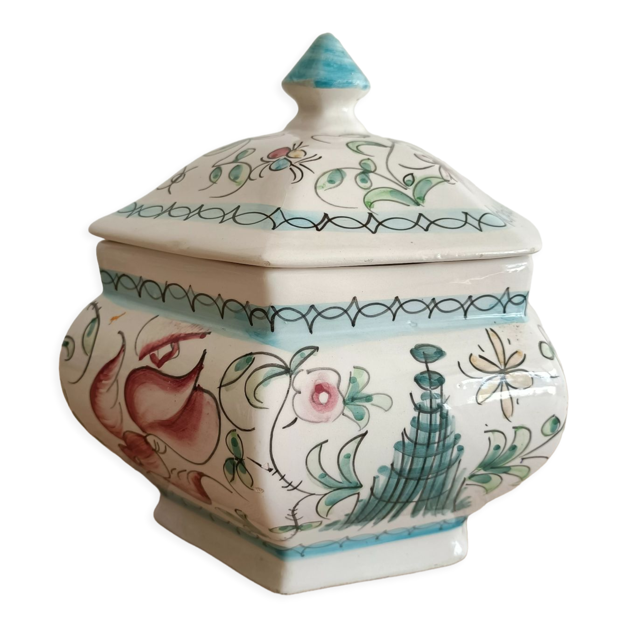 Hexagonal ceramic candy box or empty pocket