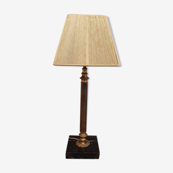 Old brass column and marble base table lamp