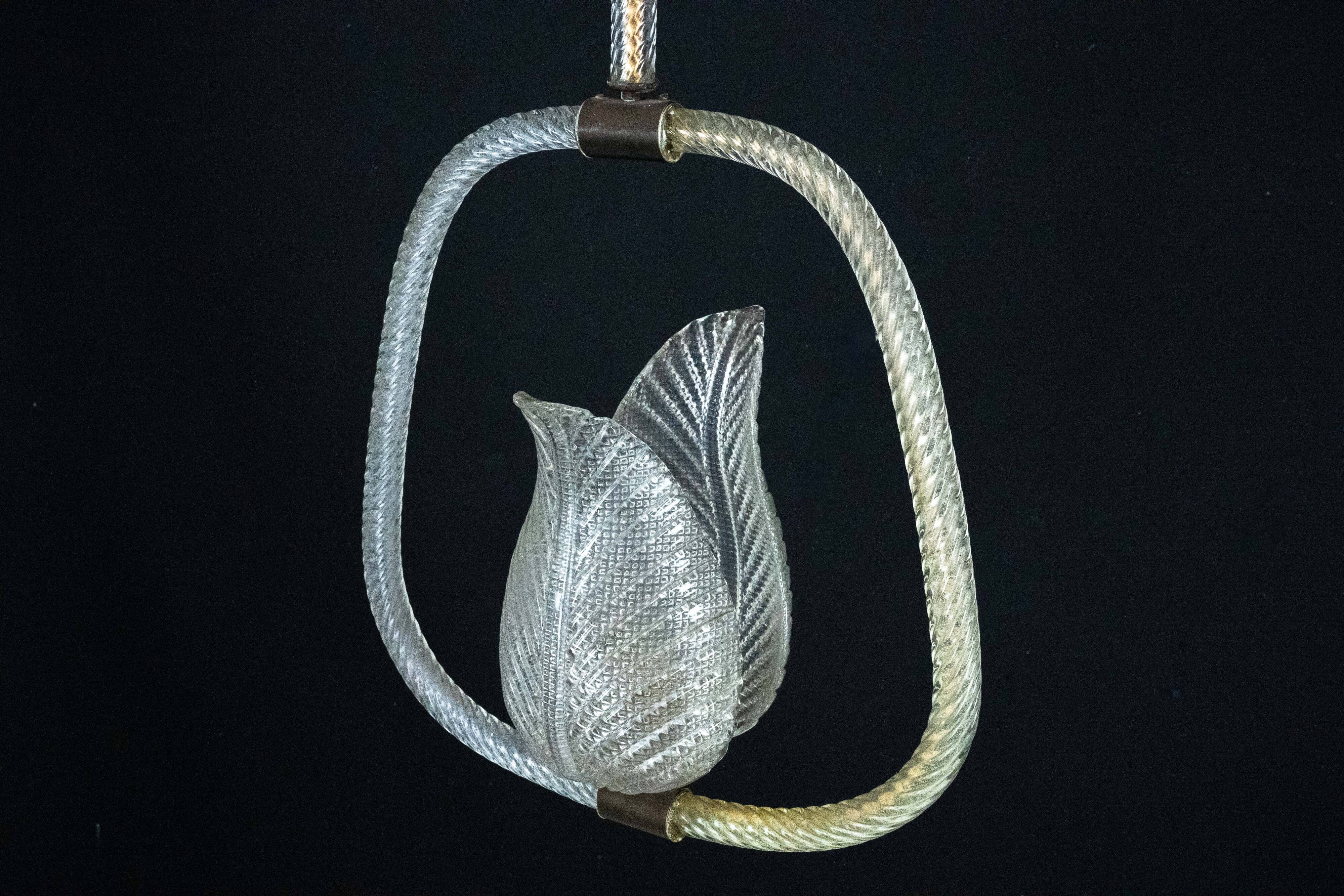 Ercole Barovier Murano glass chandelier. Italy 1940s