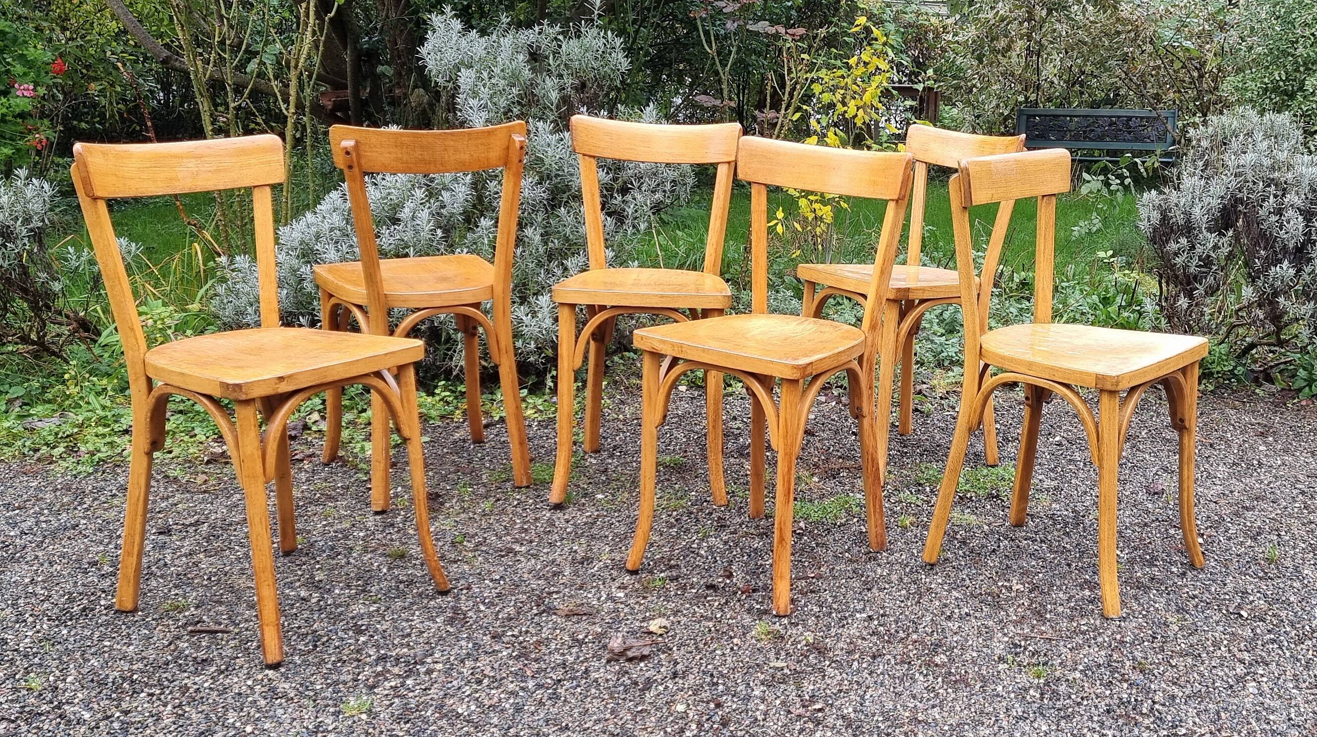 6 Baumann chairs no. 55, 1950s