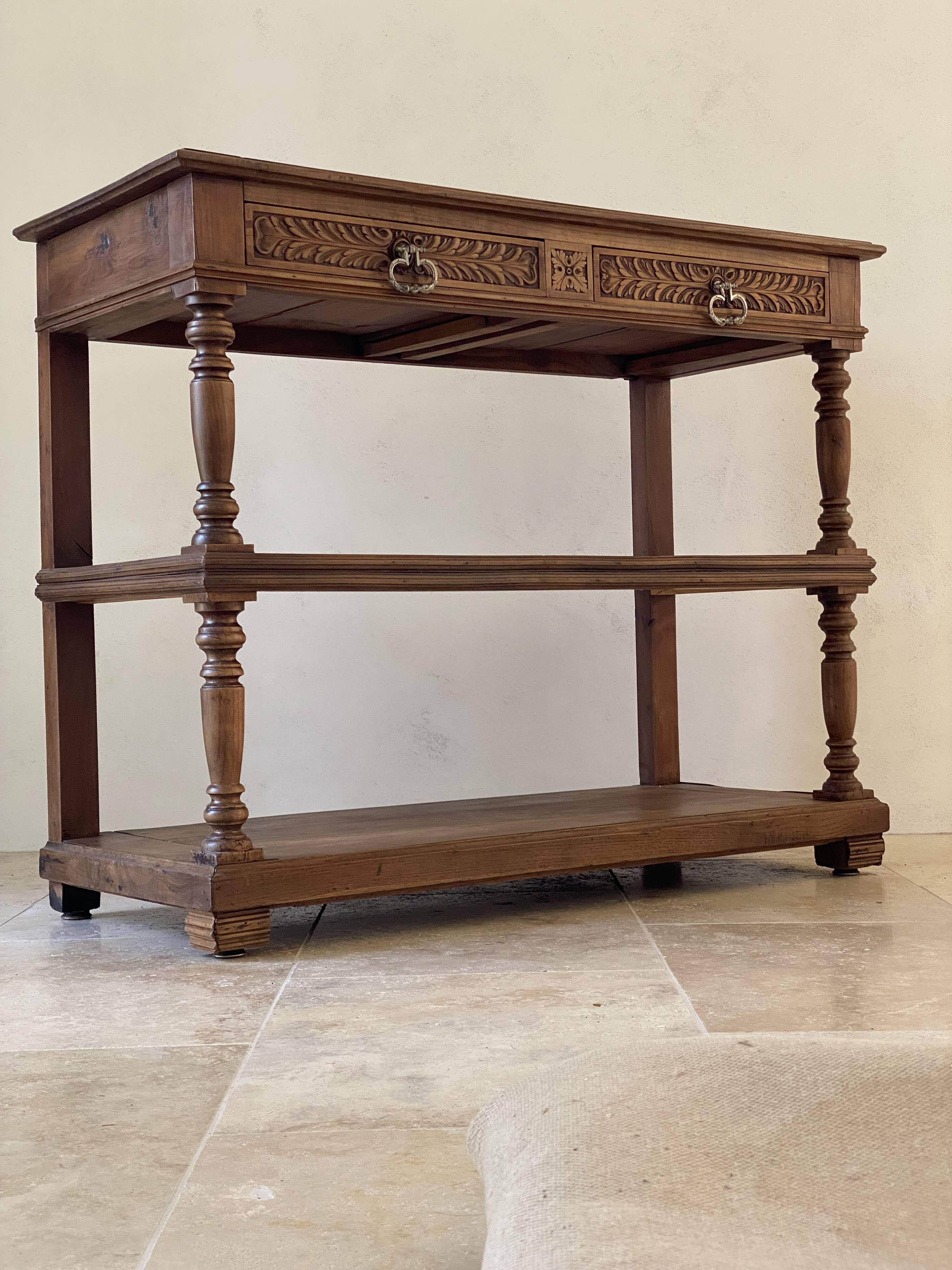 Console en chêne massif style Henri II