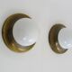 Pair of Space age wall lights made in Austria, Opaline gold metal. UFO