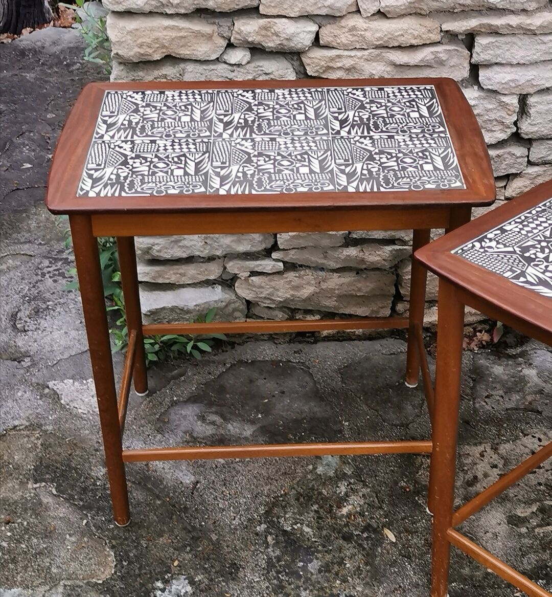 Two magnificent Scandinavian teak and earthenware 60s services