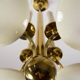 Art Deco Brass and Glass Chandelier, 1930s