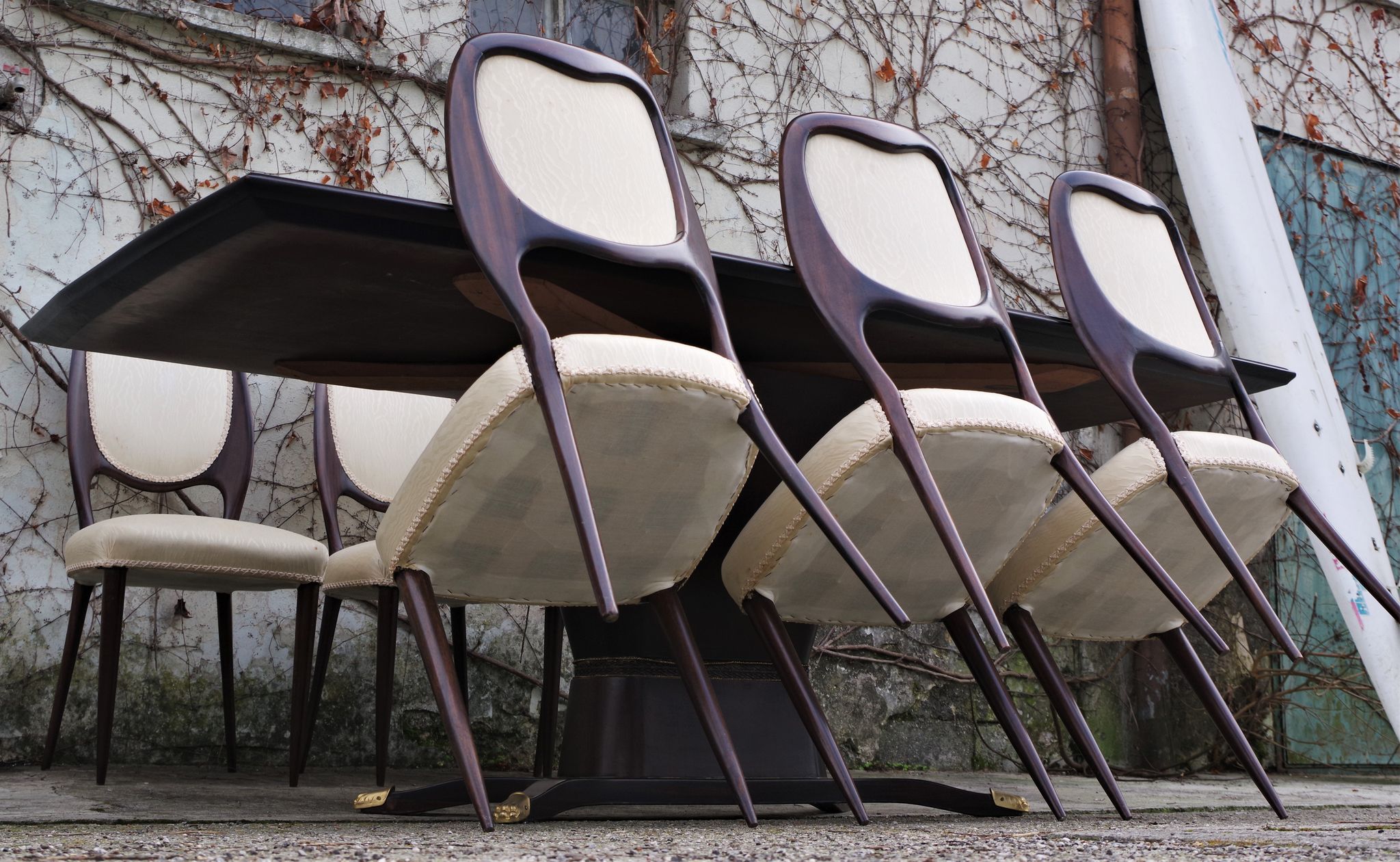 Dining Room Table and Mahogany Chairs by Fratelli Rigamonti, 1950s, Set of 7