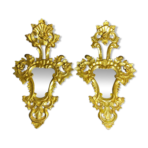 paire de miroirs en bois