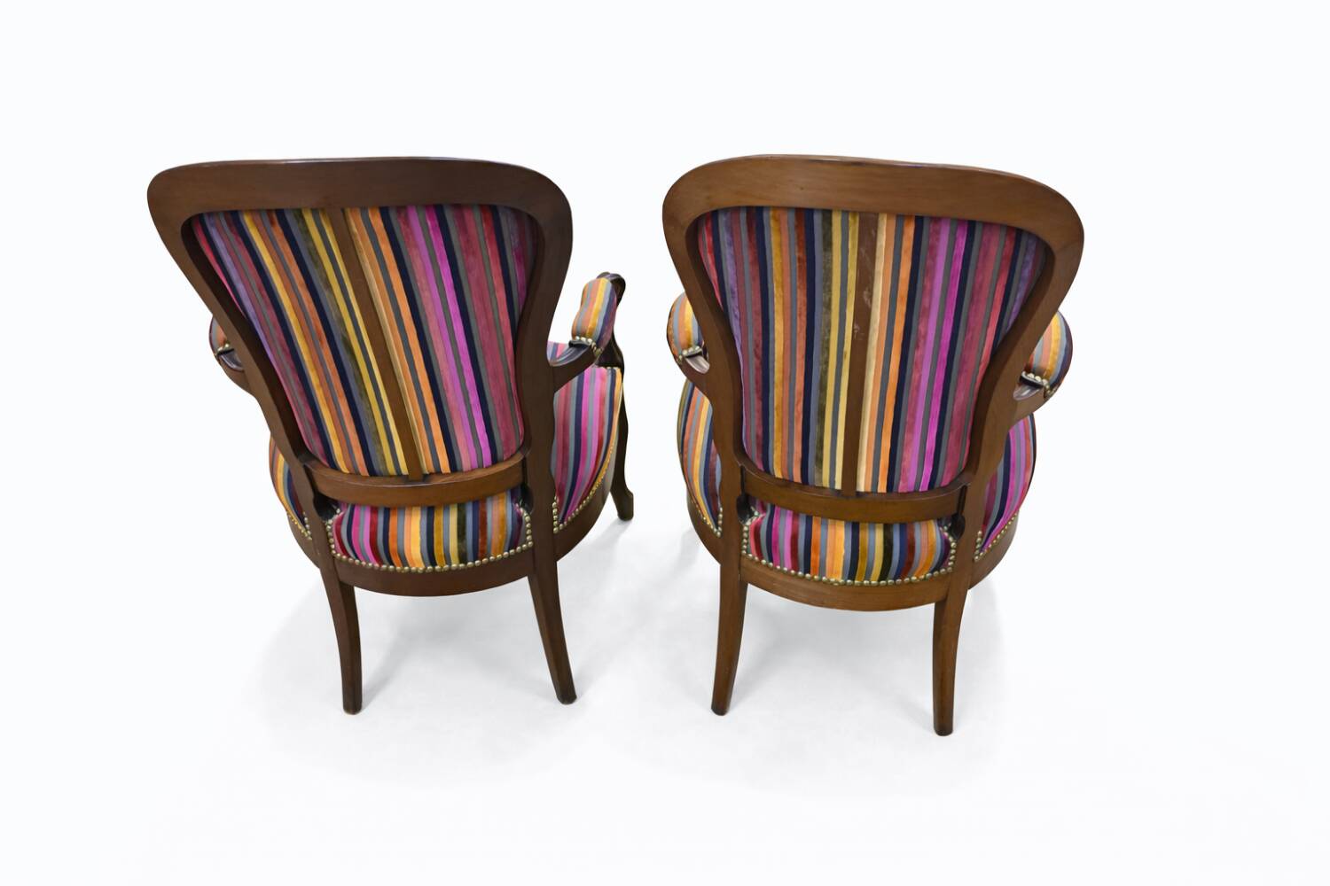 Pair of antique wooden armchairs, Louis-Philippe style.