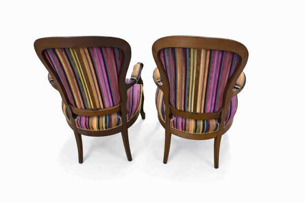 Paire de fauteuils anciens en bois, style Louis-Philippe