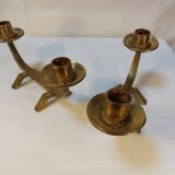 Pair of brutalist candlesticks in solid brass - 1960s