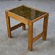 Occasional table in solid oak with a fabric top in the style of Guillerme and Chambron from the 1960s.