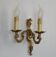 Stylish Vintage French Bronze Double Wall Sconce with Acanthus Leaf Detail