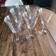 Lot of 6 vintage wine glasses drinking flared glass engraved opaque bubbles décor