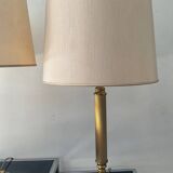 Pair of Empire style brass lamps