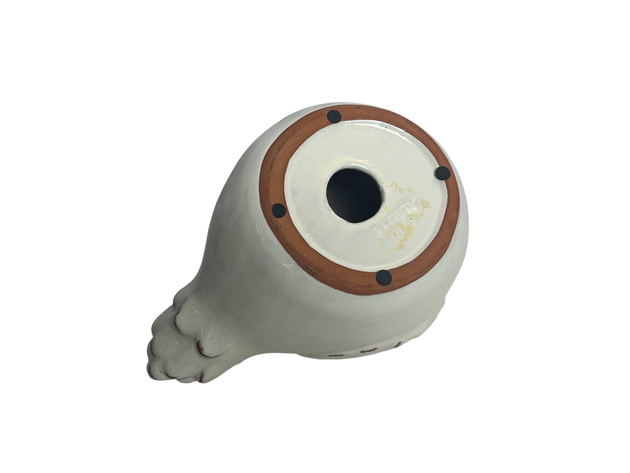 Decoration, large white ceramic hen by Alessi, 20th century