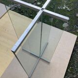 Dining table 70-80s in granite and tempered glass