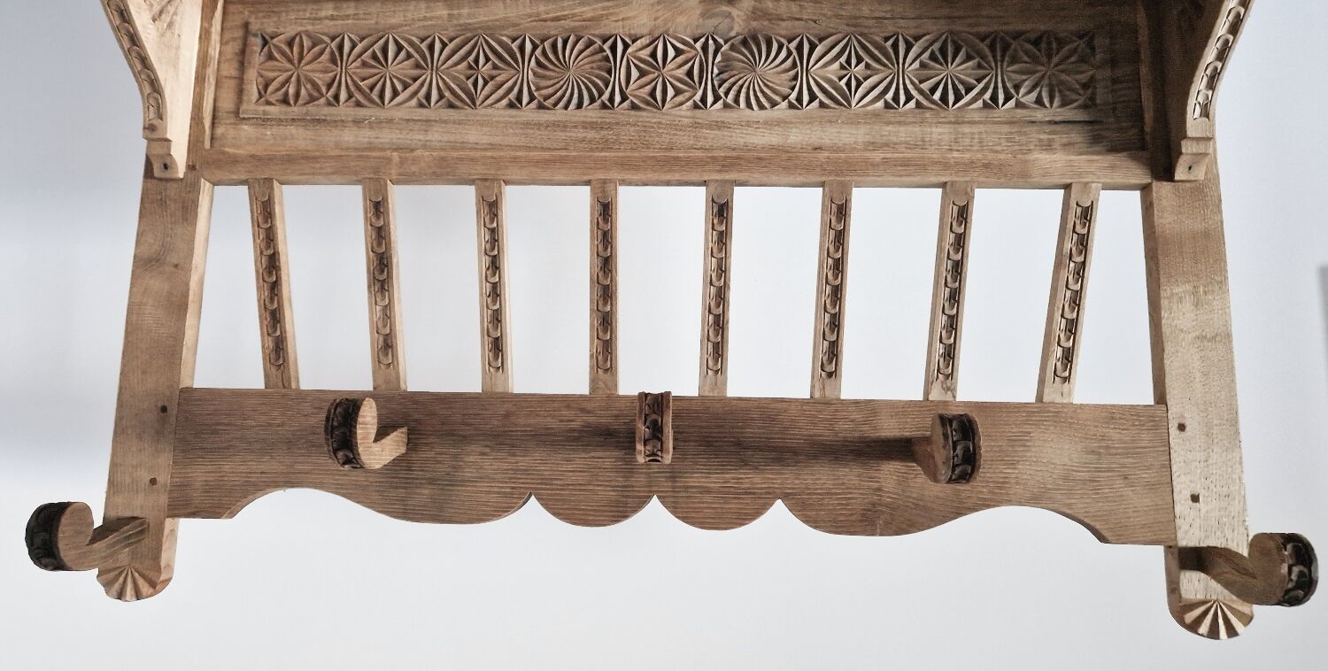 Old carved wood wall shelf