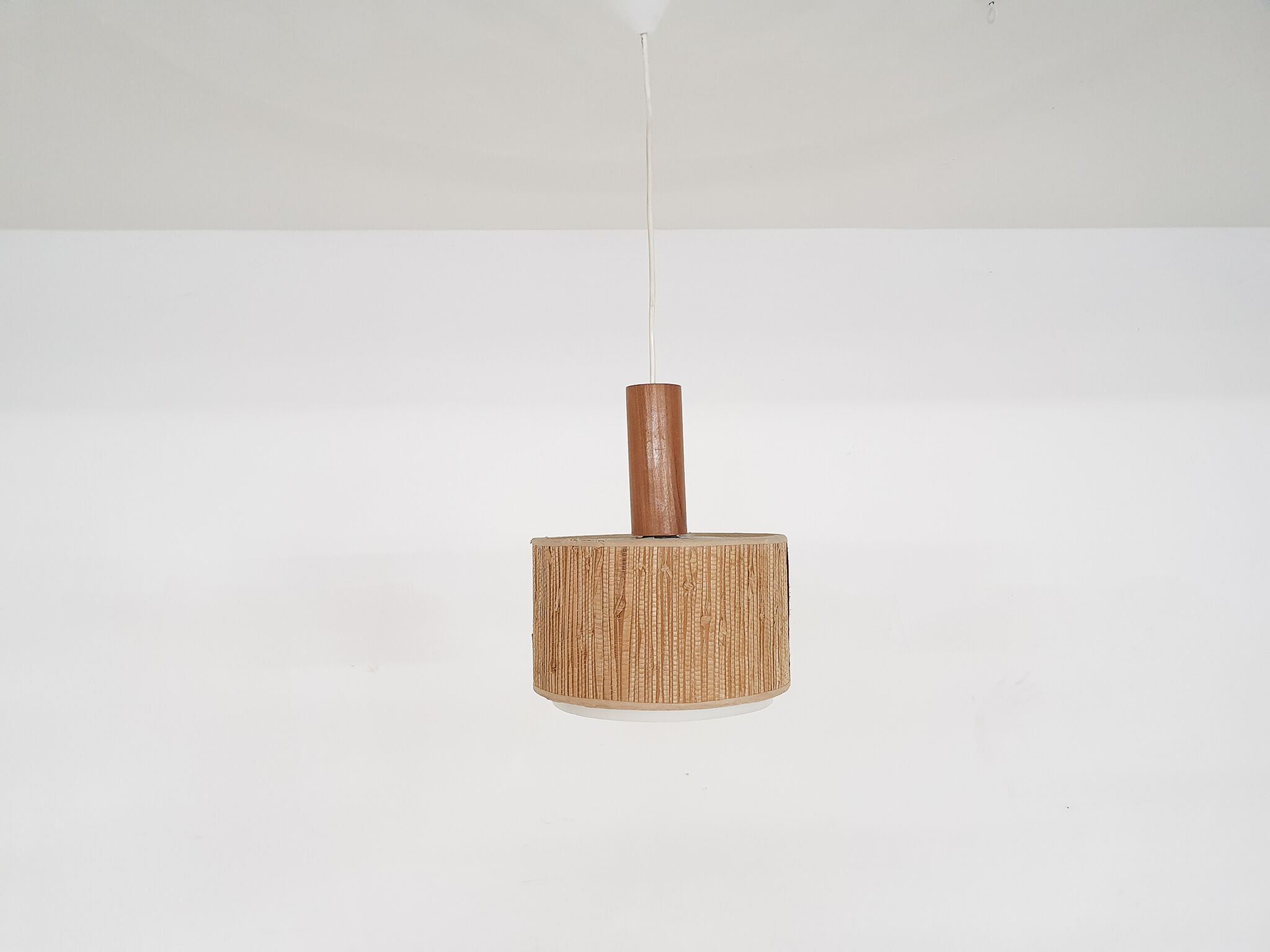 Scandinavian modern rattan pendant light, 1960's