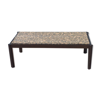 Table basse vintage en marbre et aluminium de georges ciancimino pour mobilier international, 1970