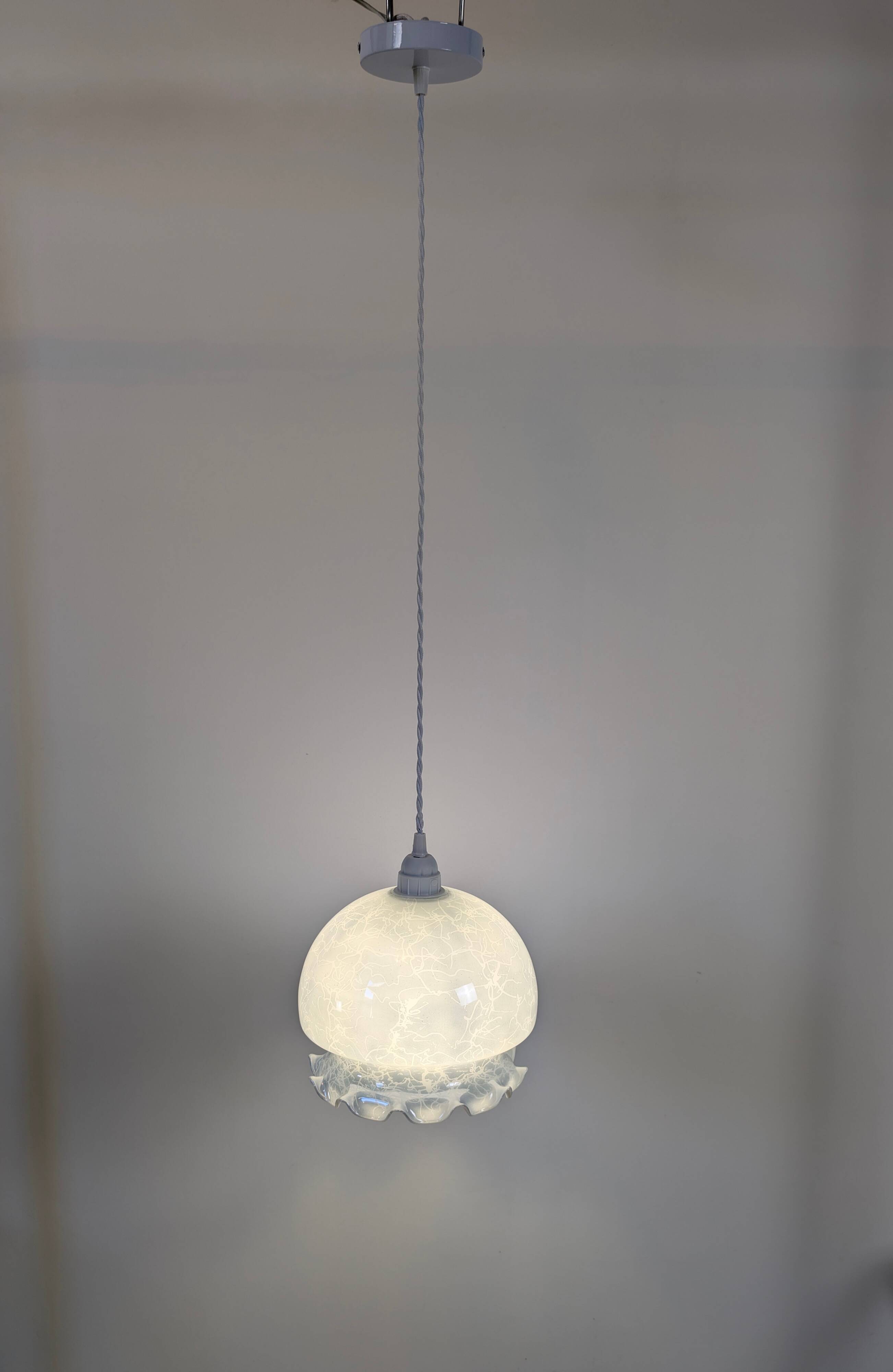 Pearlescent glass pendant light – Retro-contemporary style, unique light fixture