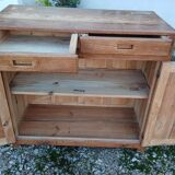 Vintage Parisian buffet in raw wood - 2 doors, 2 drawers