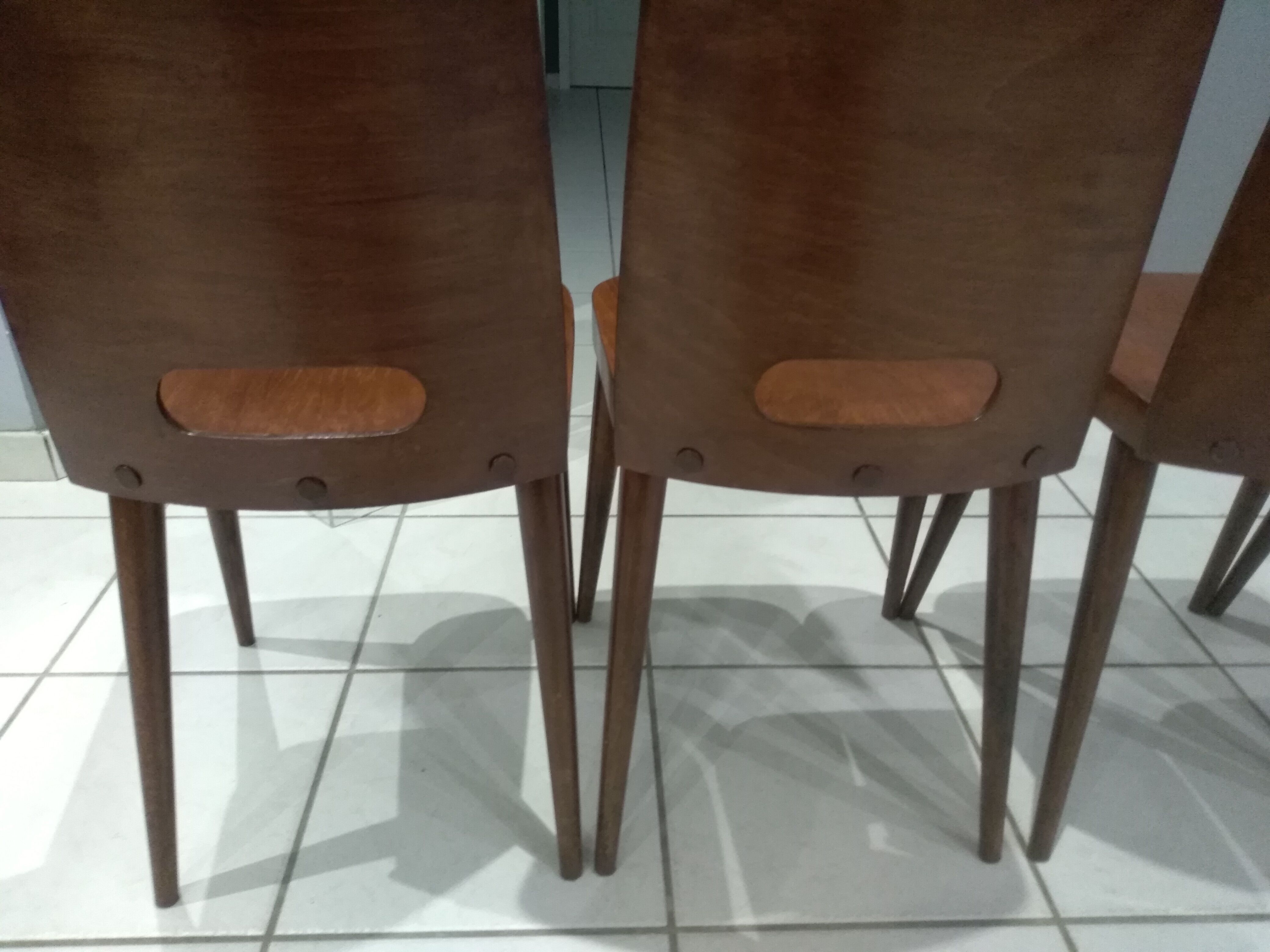 Suite of 4 Chairs by Bistrot Baumann year 1950